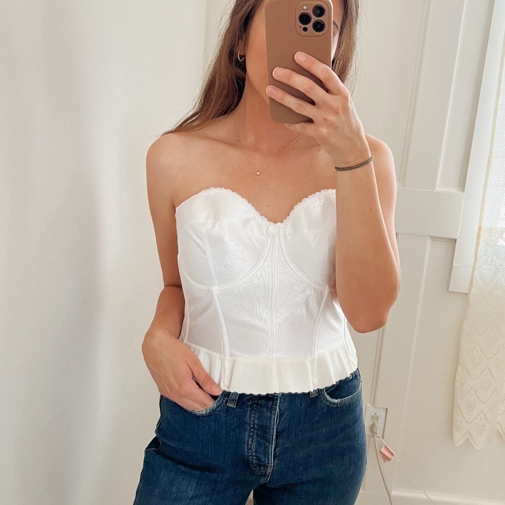 Vintage Cabernet White Bustier Corset Top